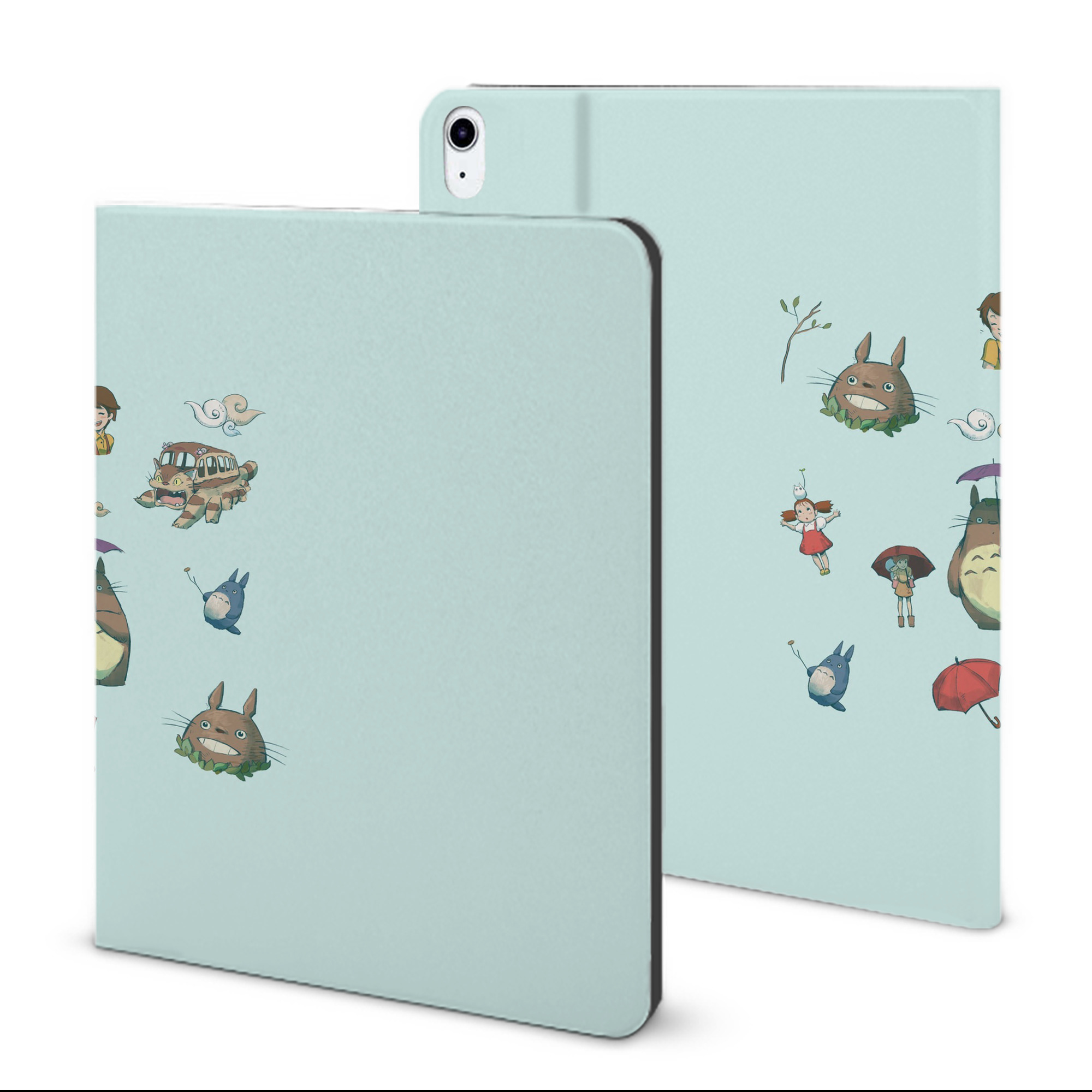 （画像用） となりのトトロ 草壁メイ 草壁サツキ My Neighbor Totoro Satsuki Kusakabe Mei Kusakabe IPad ケース ブック型 PUレザー TPU 耐衝撃 軽量 薄型 ペン収納なし 全面保護 IPad 各モデル対応